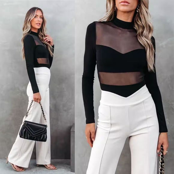 🦃24 HOUR SALE 🦃 Don’t Mesh With Me Long Sleeve Mesh Bodysuit - Picture 6 of 6